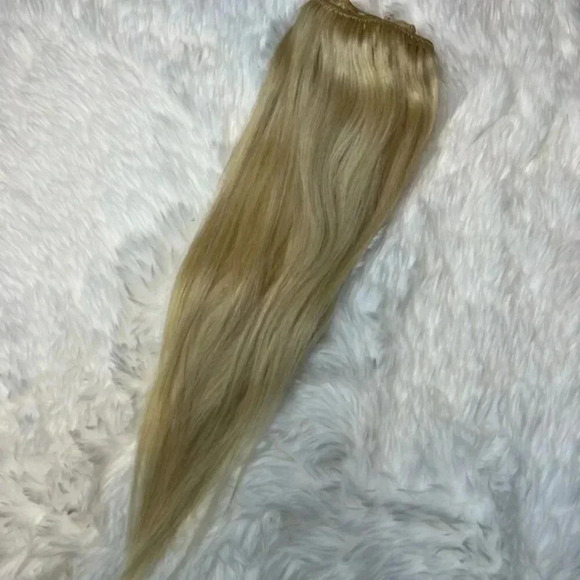 16 Inch Virgin Human hair Clip In Straight light Blonde - Picture 3 of 4